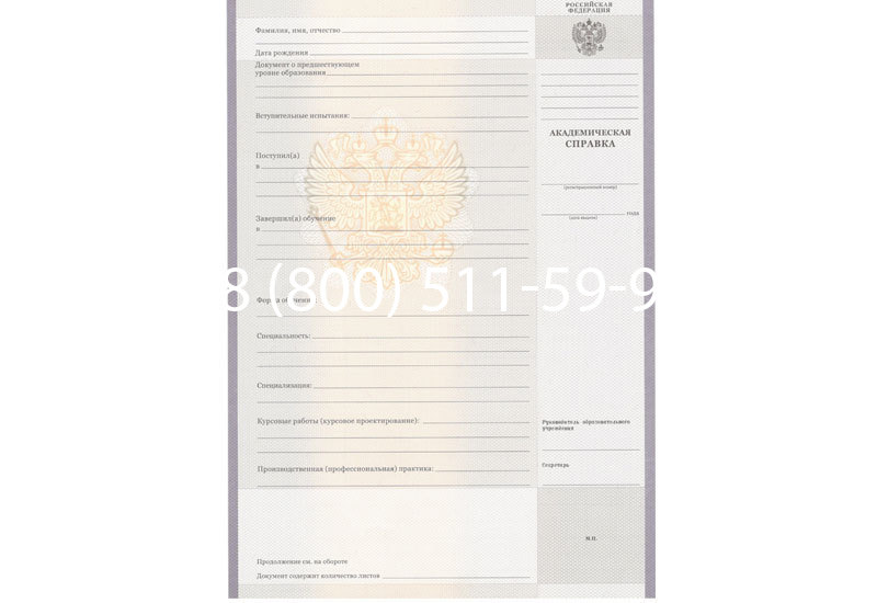 Купить Академическая справка образца 2010-2011 год для колледжа в Димитровграде